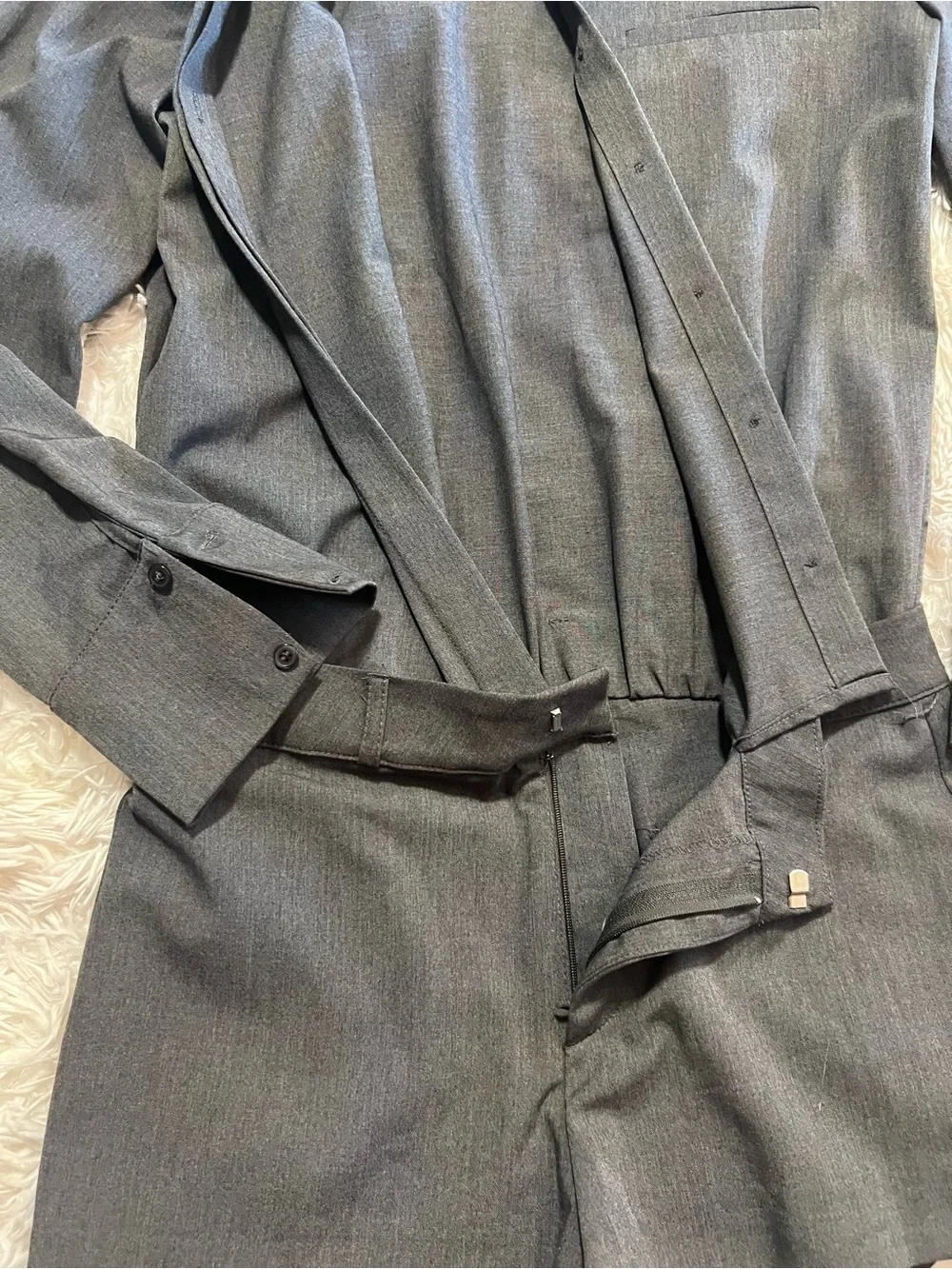 ZARA SHIRT STYLE MASCULINE JUMPSUIT PLAYSUIT GREY- SZ XS-NWT